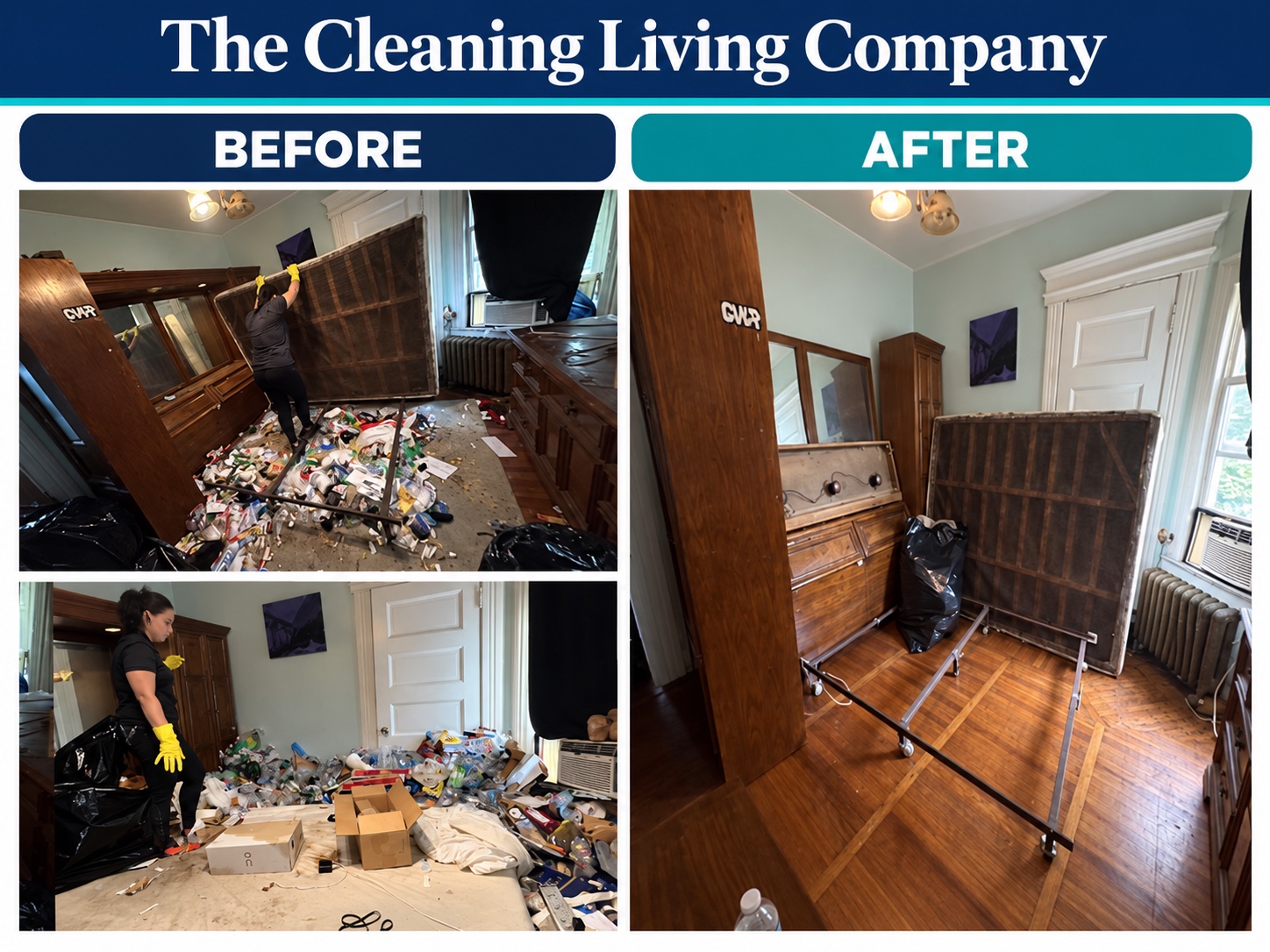 Room cleaning before and after